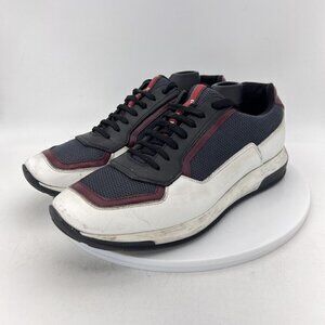 Prada 4E3020 Golf Men Size 7 UK 6 Shoes Black White Dark Brown Leather Trainer